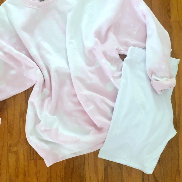NEW Pink Tie dyed sweatshirt biker shorts set S-3X - Picture 2 of 2